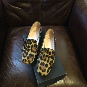 J Crew calf hair smoking slipper loafer